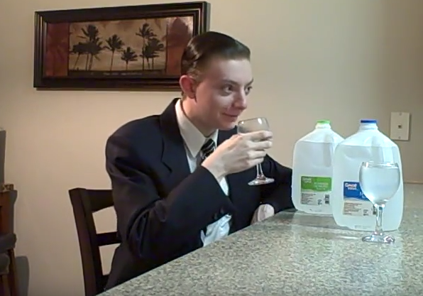 clip of man tasting and reviewing water